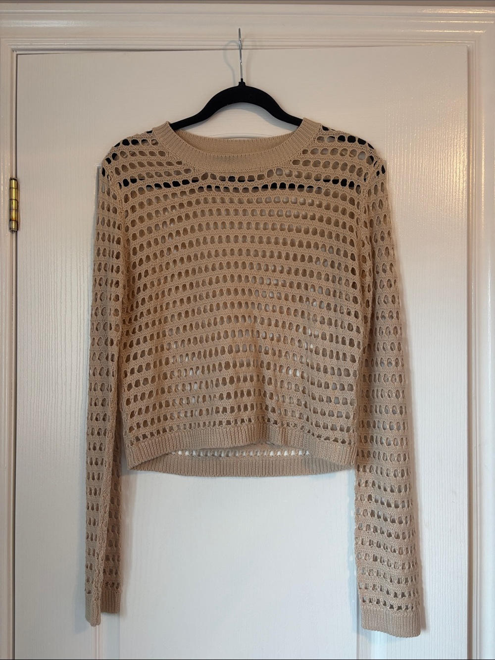 Streetwear Society Beige Open-Knit Long Sleeve Sweater